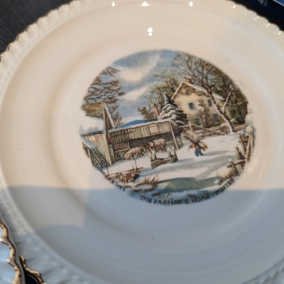 Harkerware Elegant Cream Dinnerware Set with Scenic Design 1 Large Plate 6 Side - Picture 9 of 11